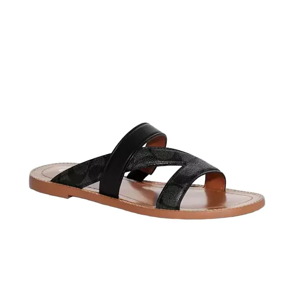COACH HARLAN SLIP ON SANDALS IN BLACK - SIZE 10 - Picture 2 of 5